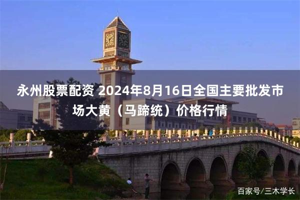 永州股票配资 2024年8月16日全国主要批发市场大黄（马蹄统）价格行情