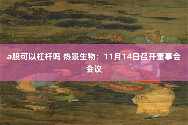 a股可以杠杆吗 热景生物：11月14日召开董事会会议